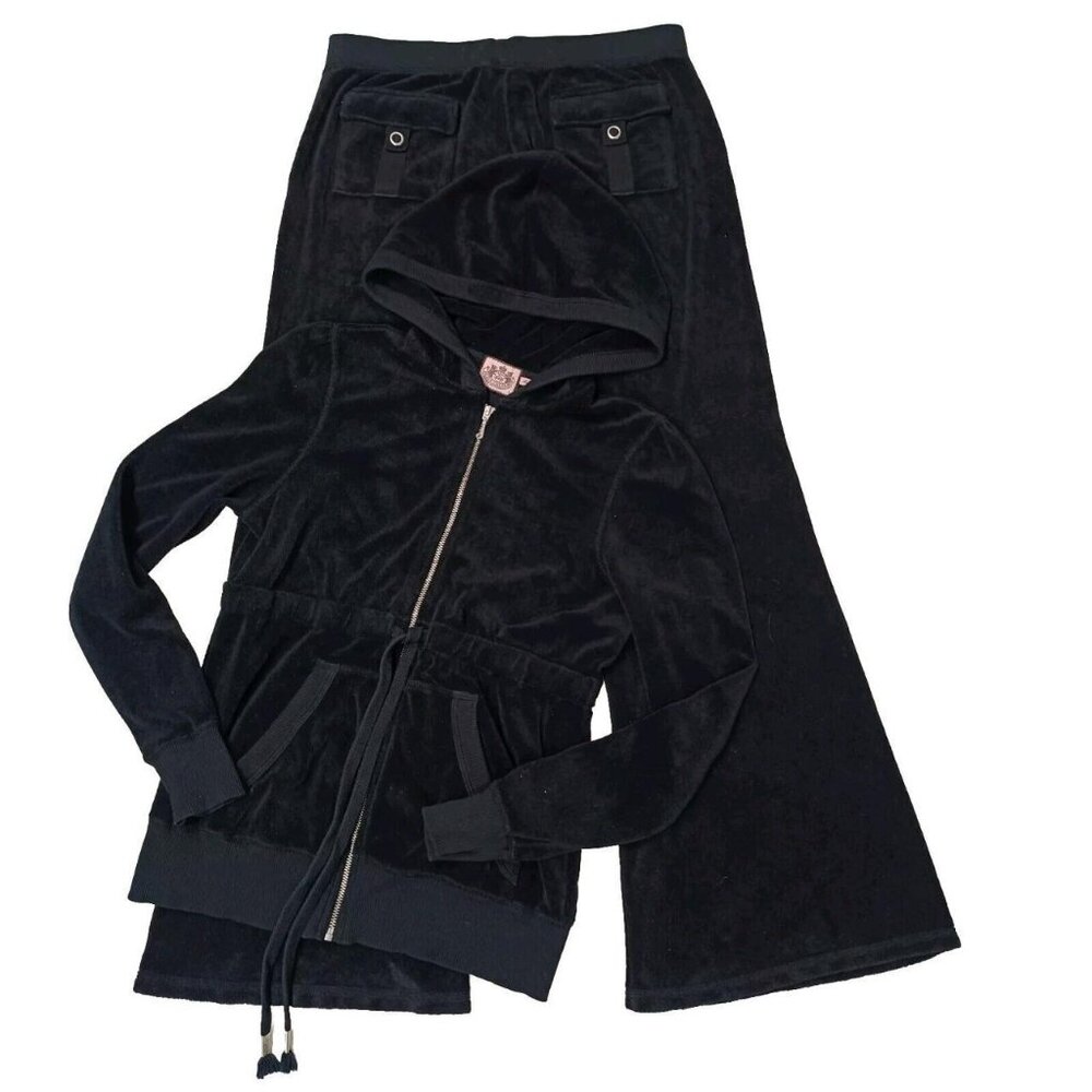 Vintage Juicy Couture Tracksuit Matching Set Large Jacket Pants Flared Pockets